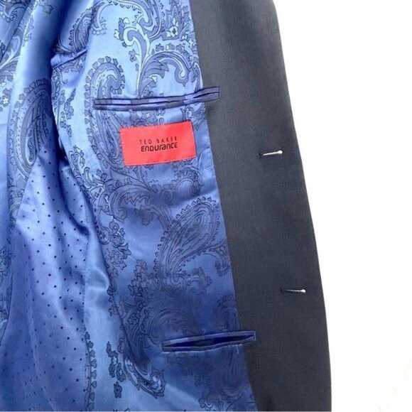 Ted Baker 100% wool navy blue Suit sports Jacket Size 38 - Picture 7 of 10